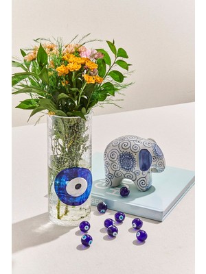 Özgürce El Yapımı Turkuaz Silindir Vazo, 26 Cm, Şık ve Modern Tasarım