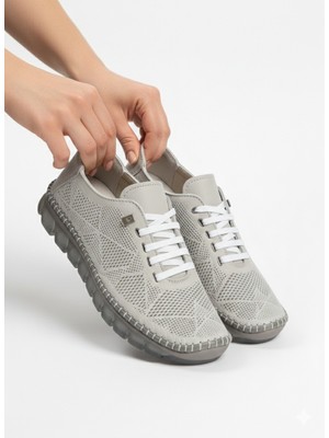 Tamdabu Ayakkabı Hakiki Deri Lazer Kesimli Şeffaf Taban Ortopedik Kadın Ayakkabı