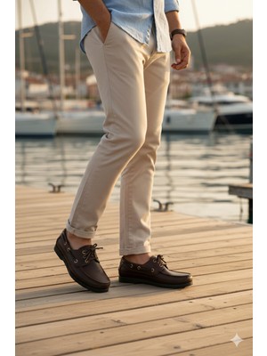 Belirtilmemiş Dexters Tarzı Hakiki Deri Ortopedik Tabanı Dikişli Deri Bağcık Deri Astar Günlük Ayakkabı