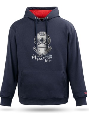 Tarrzzcom Unisex Antik Dalgıç Tasarım Kapşonlu Sweatshirt %100 Pamuk 3 Iplik Kanguru Cepli Hoodie