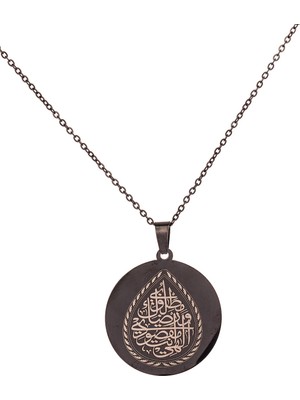 Siyah Renk Ilâhe Ente Maksûdî Çelik Kolye Paslanmaz Zincir Kararmaz