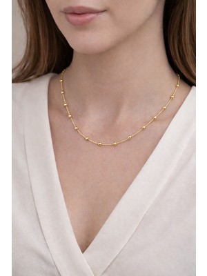 Gold Renk Top Gümüş Zincir 925 Ayar Gümüş Top Top Zincir