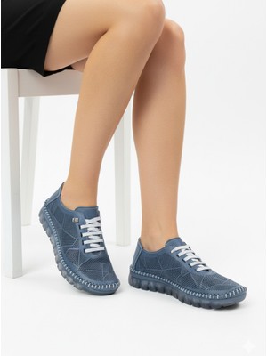 Tamdabu Ayakkabı Hakiki Deri Lazer Kesimli Şeffaf Taban Ortopedik Kadın Ayakkabı