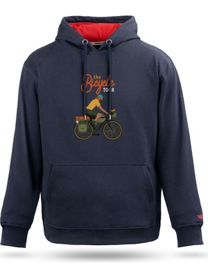 Tarrzzcom Unisex  Bisiklet Turu  Tasarım Kapşonlu Sweatshirt %100 Pamuk 3 Iplik Kanguru Cepli Hoodie
