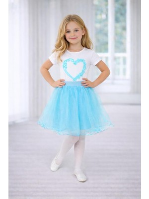 Dıgıl Kids Kız Çocuk Kalp Desenli T-Shirt Etek Takım