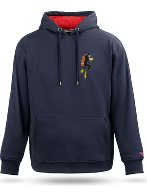 Tarrzzcom Unisex Balık Adam Tasarım Kapşonlu Sweatshirt %100 Pamuk 3 Iplik Kanguru Cepli Hoodie