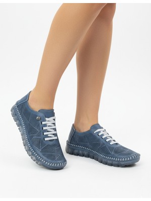 Tamdabu Ayakkabı Hakiki Deri Lazer Kesimli Şeffaf Taban Ortopedik Kadın Ayakkabı