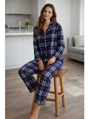 Tenra Kadın Pijama Takımı Boydan Düğmeli Likralı Viskos Kumaş