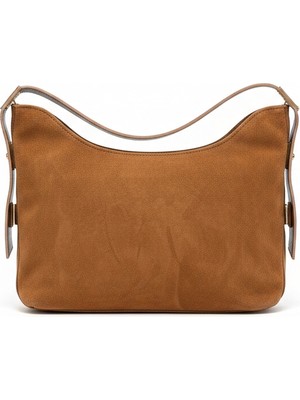 Velora Taba - Kenarları Kemer Detaylı Süet Çanta