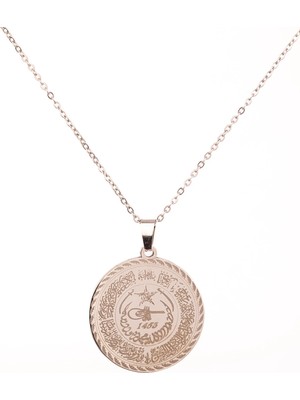 Gümüş Renk Fetih Suresi Yazılı Çelik Kolye Kararmaz Paslanmaz Zincir (Unisex)