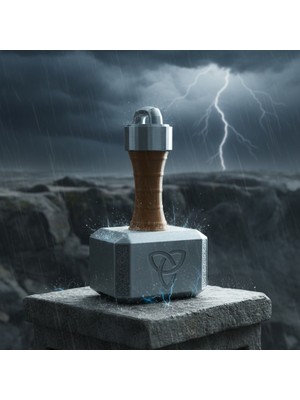 Riva Self Marvel Thor'un Çekici Mjolnir 3D Dekoratif Obje - Gümüş ve Kahverengi Masaüstü Biblo