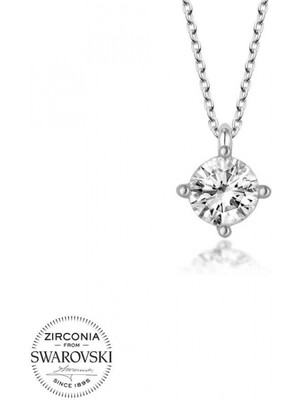 Supertrend Swa Taşlı Gümüş Tektaş Bayan Kolye