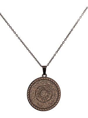 Siyah Hilye-I Şerif Yazılı Paslanmaz Kararmaz Çelik Kolye Çelik Zincir (Unisex)