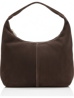 Lune Kahve - Süet Büyük Omuz Çantası