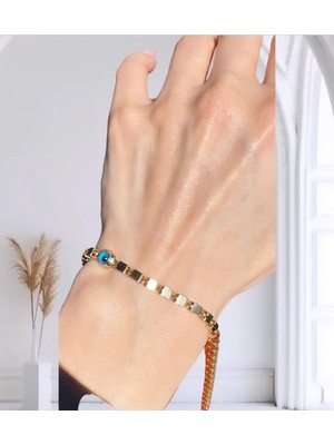 By Milo Jewellery 14 Ayar Altın Küp Nazar Boncuklu Bileklik