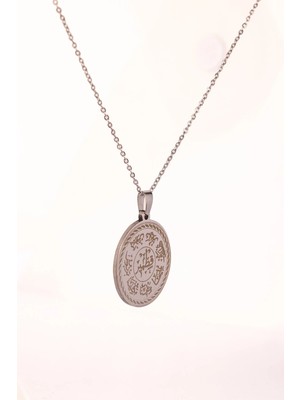 Gümüş Renk Ashab-I Kehf Kıtmır Çelik Kolye Paslanmaz Zincir Kararmaz