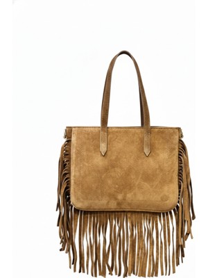 Savanna Taba - Hareketli Püskül Detaylı Süet Çanta