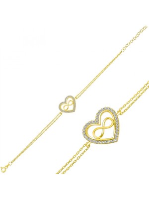 Supertrend Gümüş Gold Kalp Sonsuzluk Bayan Bileklik