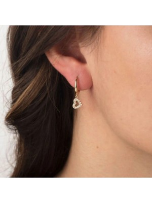 By Milo Jewellery 14 Ayar Sallantılı Kalp Küpe