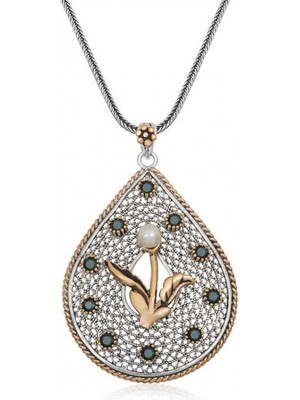 Supertrend Gümüş Inci Çiçek Otantik Bayan Kolye