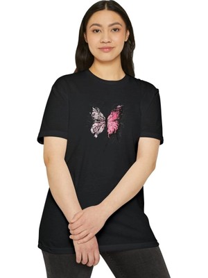 Glam Love Bisiklet Yaka Baskılı T-Shirt - Siyah