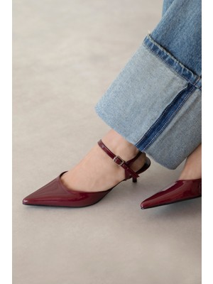 Straswans Melvin Kadın Topuklu Rugan Deri  Ayakkabı Bordo