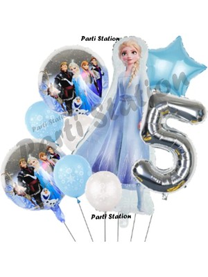 Parti Station Frozen Karlar Ülkesi Elsa Konsept 5 Yaş Doğum Günü Balon Set Elsa Karlar Ülkesi Temalı Balon Set