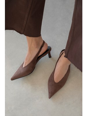 Straswans Alez Kadın Süet Topuklu Ayakkabı Kahve