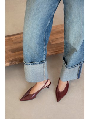 Straswans Alez Kadın Kırışık Deri Topuklu Ayakkabı Bordo