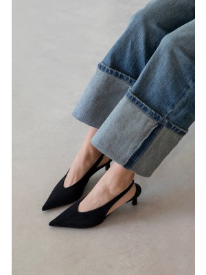 Straswans Alez Kadın Süet Topuklu Ayakkabı Siyah