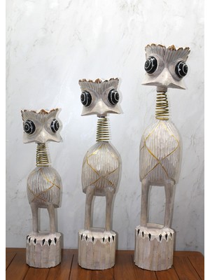 Pazarcan Ahşap 3'lü Deve Kuşu Seti 90 cm