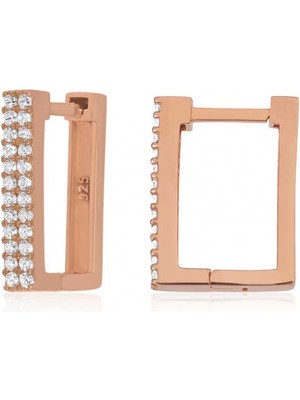 Supertrend Gümüş Beyaz Taşlı Kare Küpe