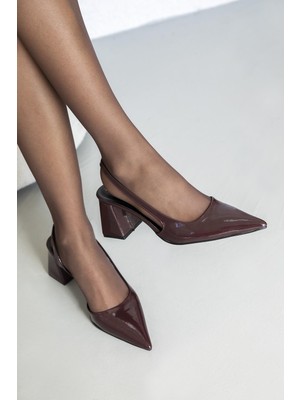 Straswans Luan Kadın  Rugan Topuklu  Ayakkabı Bordo