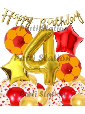 Parti Station Sarı Kırmızı Balon Set Sarı Kırmızı Yaş Balon Set Futbol Balon Set Doğum Günü Balon Set