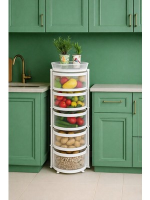 Doremcy 5 Katlı Yana Açılır Sebzelik Meyvelik Patates Soğan Sepeti 90X35 cm Çok Amaçlı Mutfak Depolama Rafı