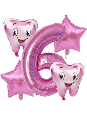 Parti Station Diş Buğdayı Balon Set Ilk Dşim Folyo Balon Set Konsept Doğum Günü Set Yaş Balon