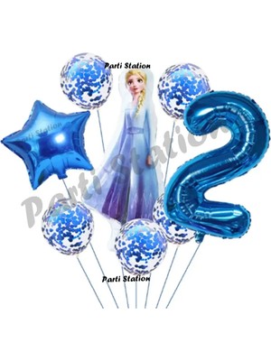 Parti Station Frozen Karlar Ülkesi Elsa Konsept Doğum Günü Balon Set 2 Yaş Elsa Karlar Ülkesi Balon Set