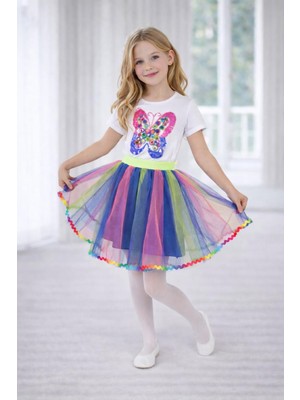 Dıgıl Kids Kız Çocuk Kalp Desenli T-Shirt Etek Takım