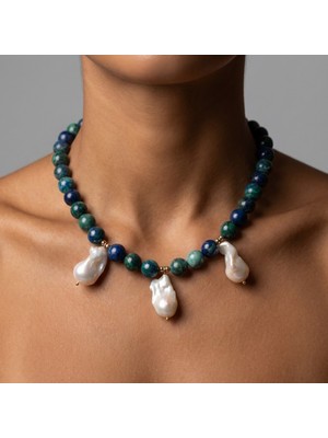 THEIA GemWorks Vora - Azurit, Barok İnci & Hematit Taşlı Kolye