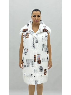 AlanyaXXL Büyük Beden Fermuarlı Düğmeli Geniş Yakalı Cepli Oversize Kadın Uzun Yelek