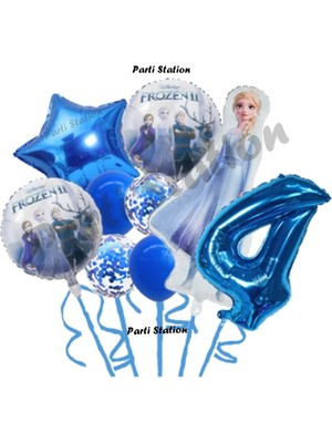 Parti Station Frozen Karlar Ülkesi Elsa Konsept 4 Yaş Doğum Günü Balon Set Frozen Elsa Temalı Balon Set