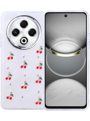 Tecno Spark 30 Kılıf Airbag Tasarımlı Simli Şeffaf Ydst Kutup Kapak - Kiraz