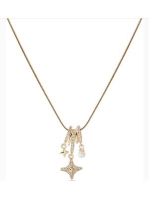 Paslanmaz Çelik Yıldız Detaylı Kolye – Gold Zarif Tasarım