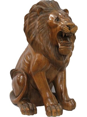 Livenda Ahşap Aslan Figürü 50 cm
