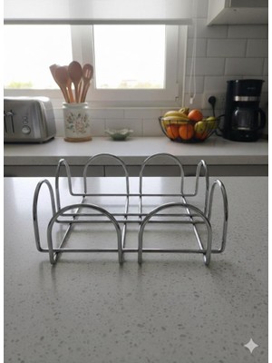 abnturk 18X18 cm Paslanmaz  Metal Kare Peçetelik  Modern Sofra Aksesuarı