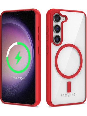 Galaxy S23 Kılıf Magsafe Wireless Şarj Özellikli Silikon Ydst Ege Kapak-Kırmızı