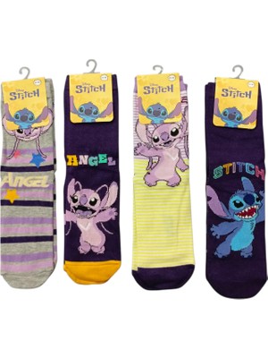 Disney Angel Stitch Baskılı Lisanslı 4lü Soket Çorap