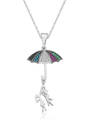 Supertrend ​gümüş Şemsiye Tutan Aşıklar Kadın Kolye