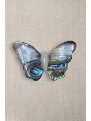 Pozitif Doğal Taş Abalon Shell Kelebek Motifi Sedef Broş BR10-12