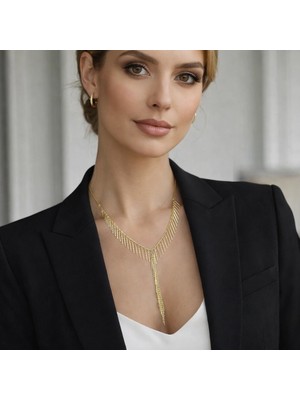 Gold Renkli 14K Kaplamalı Lüks Sallantı Kolye